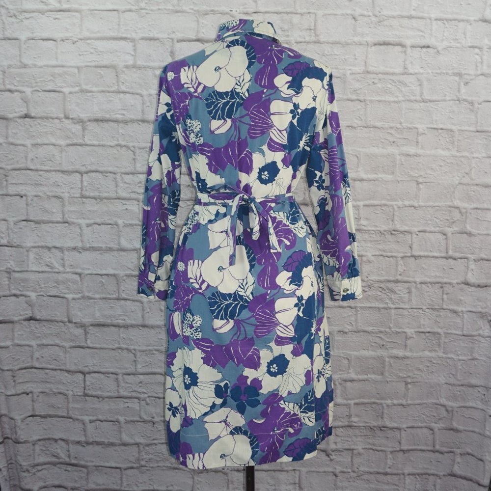 Vintage 60s Floral Belted Shirt Dress - Picture 3 of 7